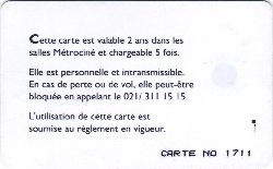 Carte Métro Ciné CI2 - dos