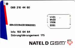 Carte Natel NA3 - dos