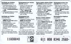 Carte recharge Natel RNA12 - dos